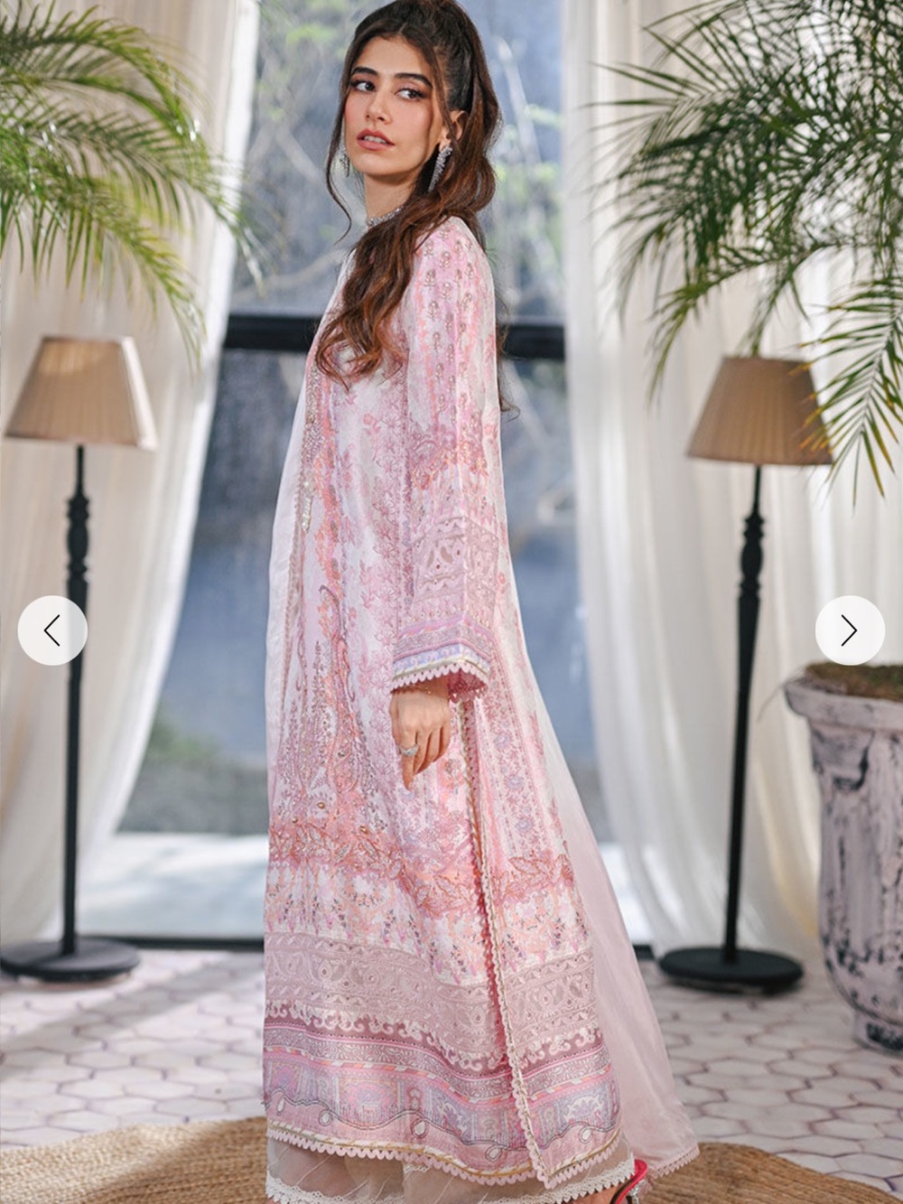 Embroidered Pastel Pink Lawn Suit with White Dupatta - Picture 2 of 4